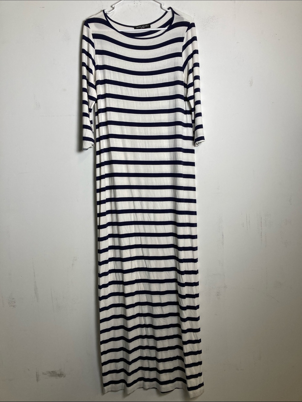 Pietro Brunelli Navy & White Striped Knit Maxi Dress